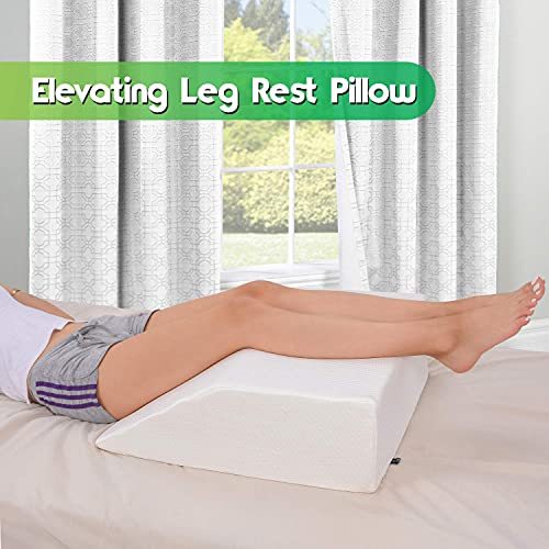 Leg Elevation Pillow with Foam Top - Leg Rest Relieves Back, Hip and Knee Pain