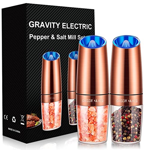 Gravity Electric Pepper and Salt Grinder Set, Adjustable Coarseness, Battery Powered