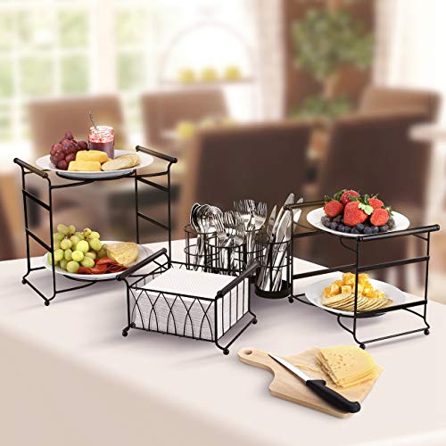 Sorbus Buffet Caddy —7-Piece Stackable Set Includes Plate, Napkin, and Silverware