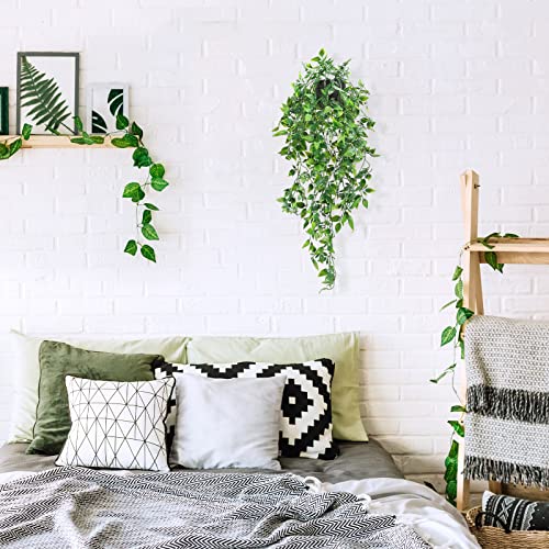 3 Packs Artificial Hanging Plants Fake Plants with Pots for House Bedroom Decor