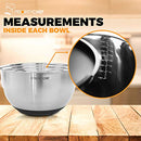 Premium Mixing Bowls With Lids, Inner Measurement Marks and Thicker Stainless Steel