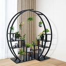 Fullwatt Plant Stand Indoor,5 Tier Half Moon Shape Ladder Flower Pot Stand Rack of 2,Metal Flower Shelf with 6 Hooks for Home Patio Lawn Garden Balcony Holder