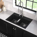 Kitchen Sink, 33-Inch Equal Bowls, Black Onyx Granite, KGD-433B model