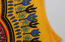 Women's Dashiki Traditional African Print Dresses High Collar Sleeveless Dress