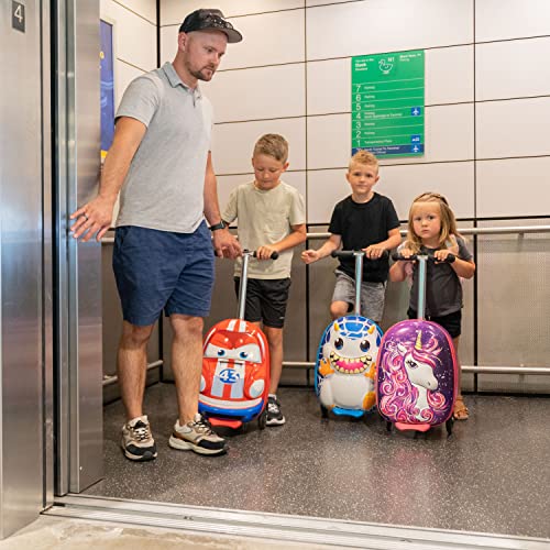 3-D Hardshell Ride On Suitcase Scooter for Kids - Cute Lightweight Kids Carry-On Luggage