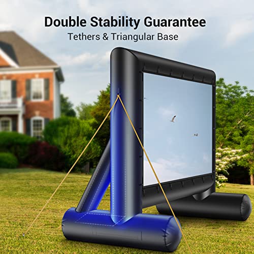 Outdoor Inflatable Projector Screen 14 Feet Blow up Movie Screen with Fast Low-Noise Air Blower