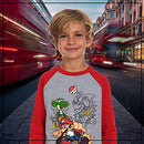 Nintendo Boys Super Mario Kart Long Sleeve Graphic Tee Shirt Top (14/16, Grey/Red)