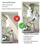 Wall Mural Hand-Painted Tropical Plants Leaves Lines Light Luxury Wallpaper (Not Self-Adhesive)