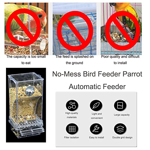 Automatic Bird Feeder,No Mess Bird Feeder,Bird Cage Feeder Bird Cage Accessories for Parakeet Canary Cockatiel Finch