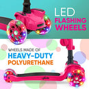 Hurtle 3-Wheeled Scooter for Kids-Wheel LED Lights,Adjustable Lean-to-Steer