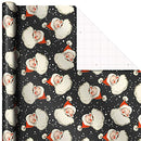 Hallmark Black Christmas Wrapping Paper with Cut Lines on Reverse (3 Rolls: 120 sq. ft. ttl) Retro Santa, Black and White Buffalo Plaid, Train and Trees