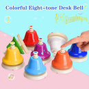 Desk Bells, 8 Notes Diatonic Metal Hand Bells, Rainbow Music Bells