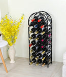 23 Bottles Arched Freestanding Floor Metal Wine Rack Wine Bottle Holders Stands, Black