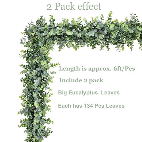 Faux Eucalyptus Garland Plant, 2 Pack Artificial Vines Hanging Eucalyptus Leaves