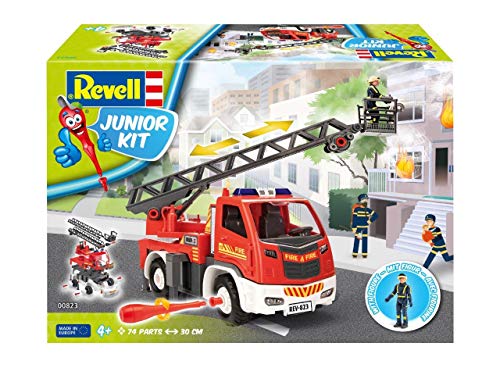 Revell 00823 Turntable Ladder Fire Truck (1:20 Scale) Junior Kit, Red