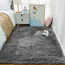 Grey Rugs for Bedroom, Fluffy Shag Fuzzy Soft Carpet, 4 x 5.3 Feet