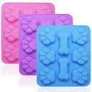 3 Pcs Silicone Molds Puppy Dog Paw & Bone Shaped 2 in 1, 8-Cavity