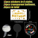 36 Pieces Clear Balloons DIY Transparent Balloons with Birthday Stickers