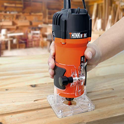 Compact Router, 6.5-Amp 1.25 HP Compact Wood Palm Router Tool Kit, Wood Trimmer with 15 pieces 1/4" Router Bits Set, 30000R/MIN