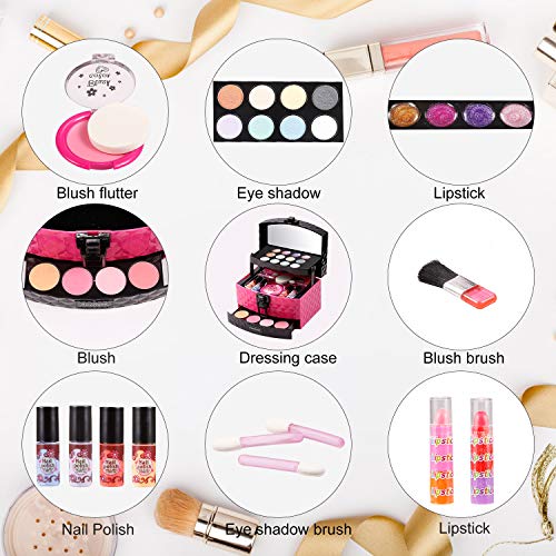 29 PCS Kids Makeup Kit for Girls, Washable Cosmetics Makeup Toy Set