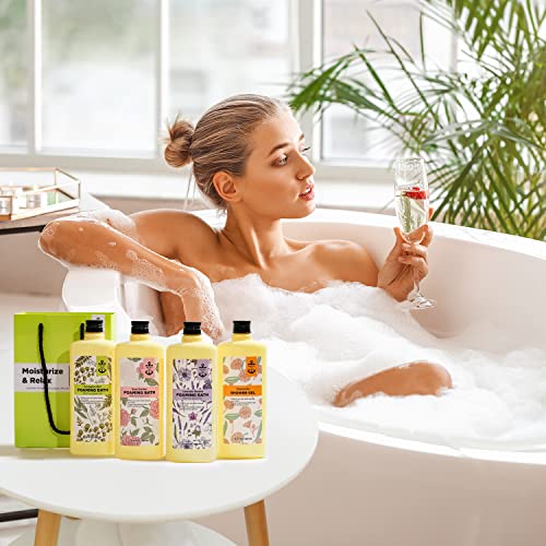 Bubble Bath, Foaming Bath with Pure Epsom Salt, Rose&Lavender&Chamomile