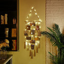 Hanging Photo Display Macrame Wall Hanging Photo Holder with 8 Modes USB Plug