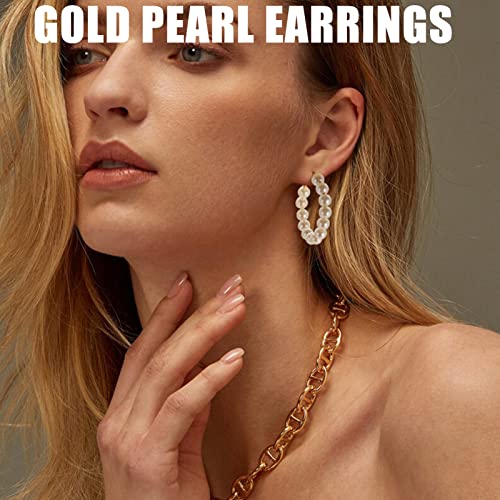 36 Pairs Gold Earrings Set for Women Girls, Fashion Pearl Chain Link Stud Drop Dangle