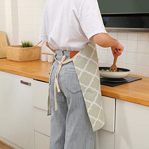 2 Pieces Cotton Linen Waterproof Bib Kitchen Apron with Pockets