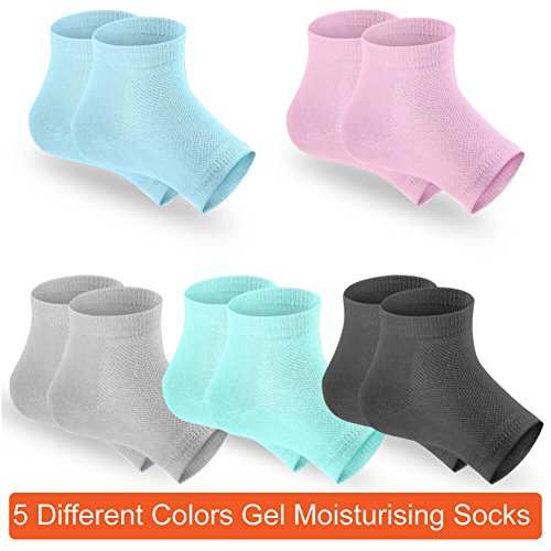 5 Pairs Moisturizing Gel Heel Socks Open Toe Socks