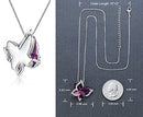 Butterfly Crystal Necklace with Amethyst Pink Birthstone for February, Silver-Tone
