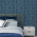 Peel and Stick Wallpaper Modern Blue Geometric Wallpaper 17.71 in X 118