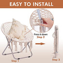 Saucer Chair with Folding Metal Frame, 100% Cotton Handmade Round Cozy Chairs