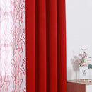 Mix and Match Curtains - 2 Pieces Branch Print Sheer Curtains and 2 Pieces Blackout
