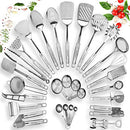 Stainless Steel Kitchen Utensil Set - 29 Cooking Utensils - Nonstick Kitchen Utensils