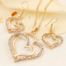 Necklace Earring Set Fashion Luxury Crystal Charm Goldplated Silver Heart