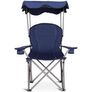 Portable Folding Beach Canopy Chair with Cup Holders - Blue