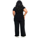 Womens  Short Sleeve Long Jumpsuit Bodysuit