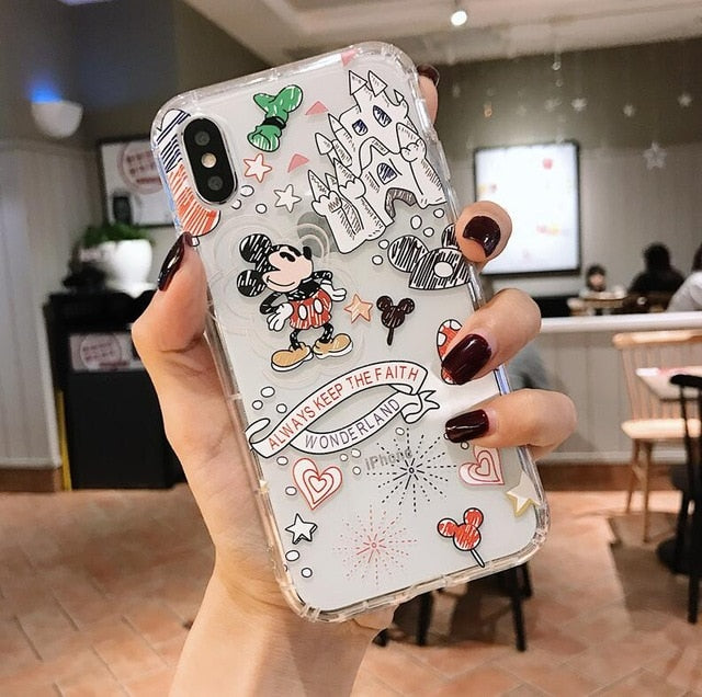Doodle Graffiti Scribble Minnie Mickey Mouse Cartoon Clear Soft TPU Cover Case