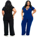 Womens  Short Sleeve Long Jumpsuit Bodysuit