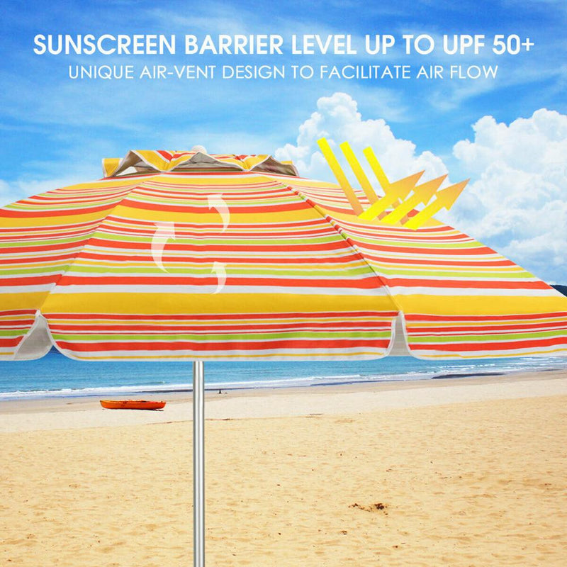 6.5FT Patio Beach Umbrella Sun Shade Tilt Aluminum Sports Portable Carry Bag
