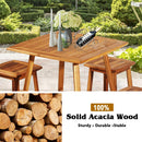 5PCS Acacia Patio Dining Set Outdoor Dining Furniture w/Square Table & 4 Stools