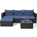 5PCS Patio Rattan Furniture Set Sectional Conversation Sofa w/ Coffee Table