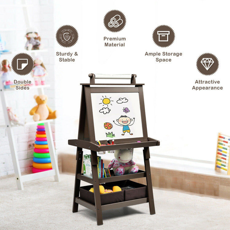 3 in 1 Double-Sided Storage Art Easel (Coffee)