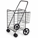 Folding Shopping Cart with Swiveling Wheels and Dual Storage Baskets