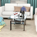 Rectangle Glass Coffee Table with Metal Legs for Living Room