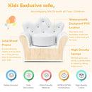 Children Upholstered Princess Sofa with Ottoman and Diamond Decoration for Boys and Girls - White
