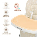 Folding Baby High Dining Chair with 6-Level Height Adjustment