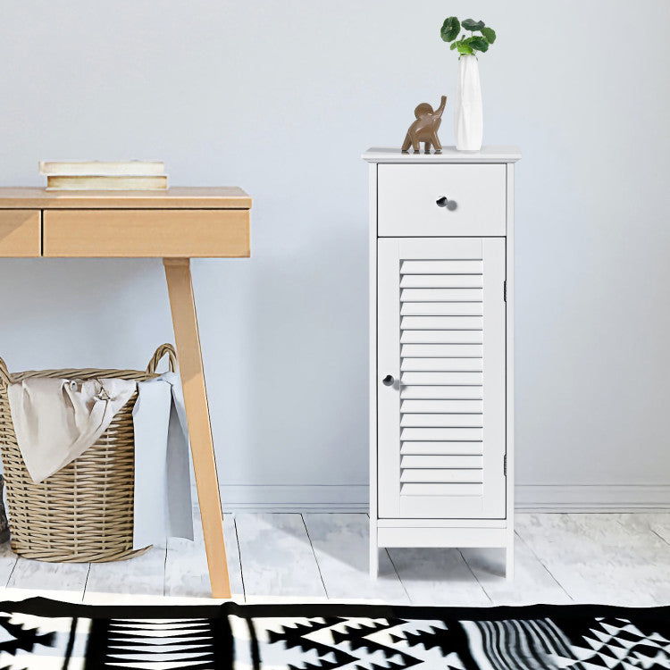 Woodern Bathroom Floor Storage Cabinet with Drawer and Shutter Door