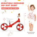 Kids Balance Training Bicycle with Adjustable Handlebar and Seat (Red)