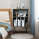 Freestanding Record Player Stand Record Storage Cabinet with Metal Legs